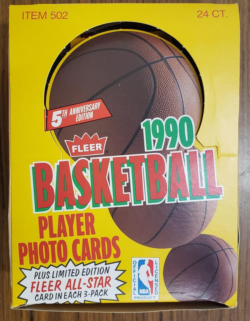 1990-91 Fleer Basketball Lot of 5 Sealed 45 Card Rack Packs - Includes Empty Rack Pack Box