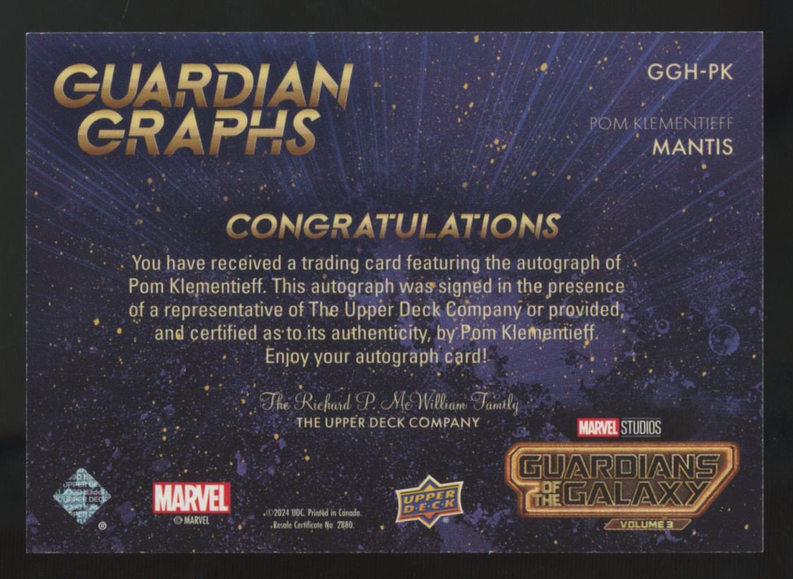 2024 UD Guardians Of The Galaxy Pom Klementieff/Mantis Guardian Graphs Auto