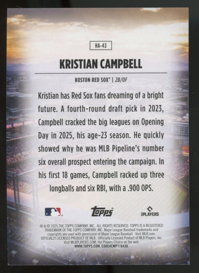 2025 Topps Update Kristian Campbell RC Home Field Advantage #HA-43