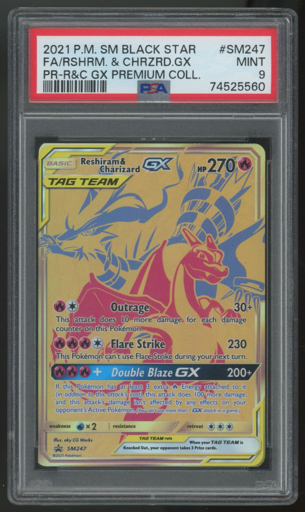 2021 Pokemon Reshiram & Charizard GX Premium Collection Promo #SM247 PSA 9 (B)