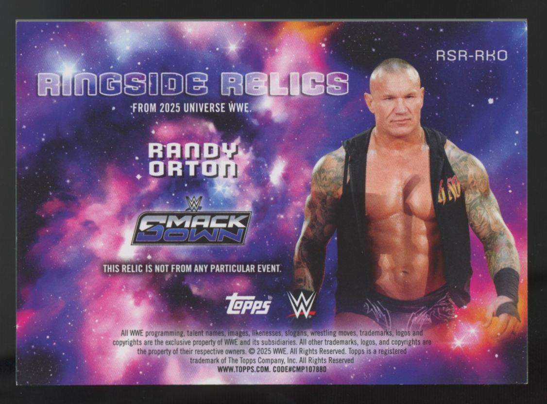 2025 Topps WWE Universe Randy Orton Gold Stone Ringside Relics /50 #RSR-RKO