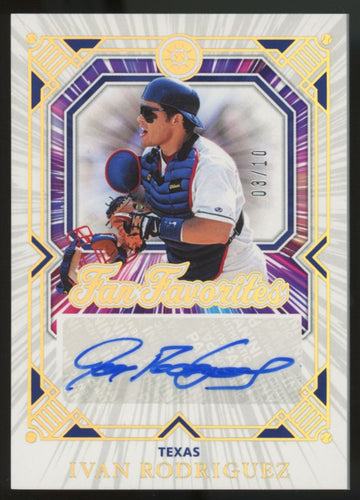 2025 Panini Boys of Summer Ivan Rodriguez Fan Favorites Auto Gold /10 #13