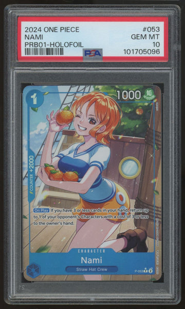 2024 One Piece Nami PRB01 Holofoil #053 PSA 10