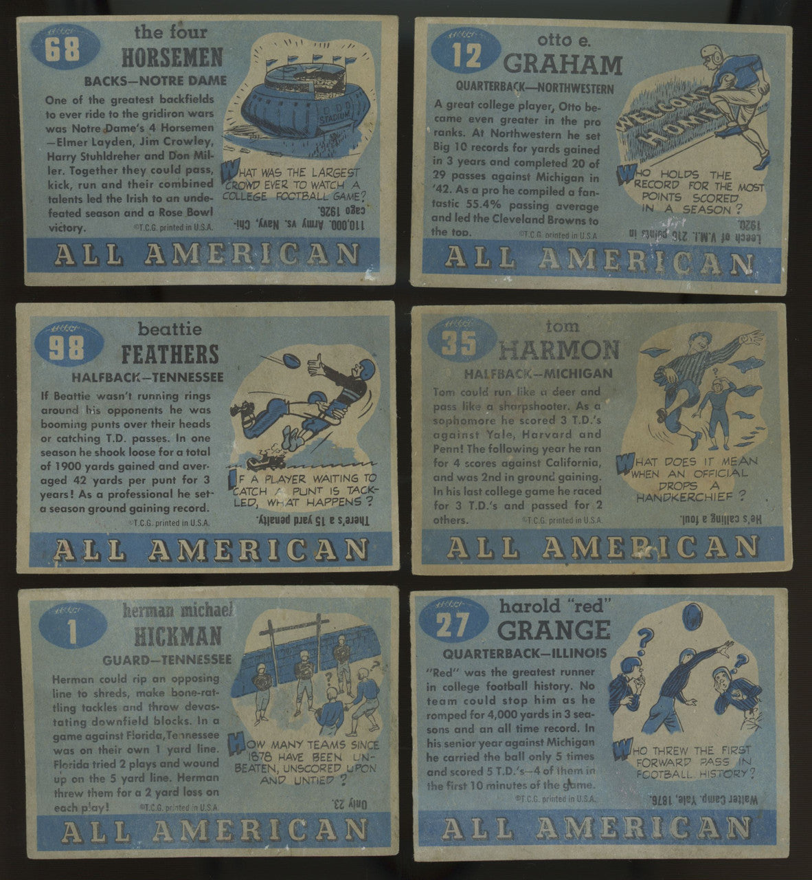 1955 Topps All American Near Complete Set (74/100) Poor Horsemen Grange Graham