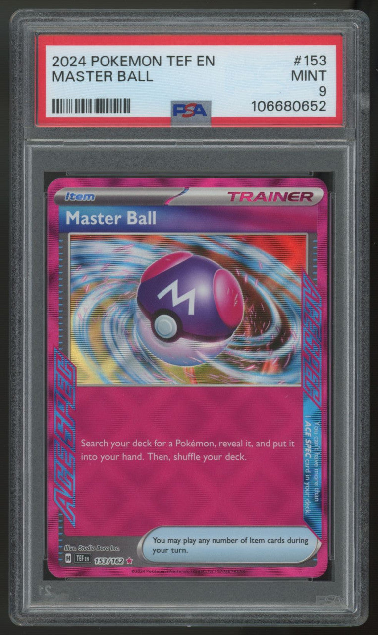 2024 Pokemon Master Ball Temporal Forces Ace Spec #153 PSA 9
