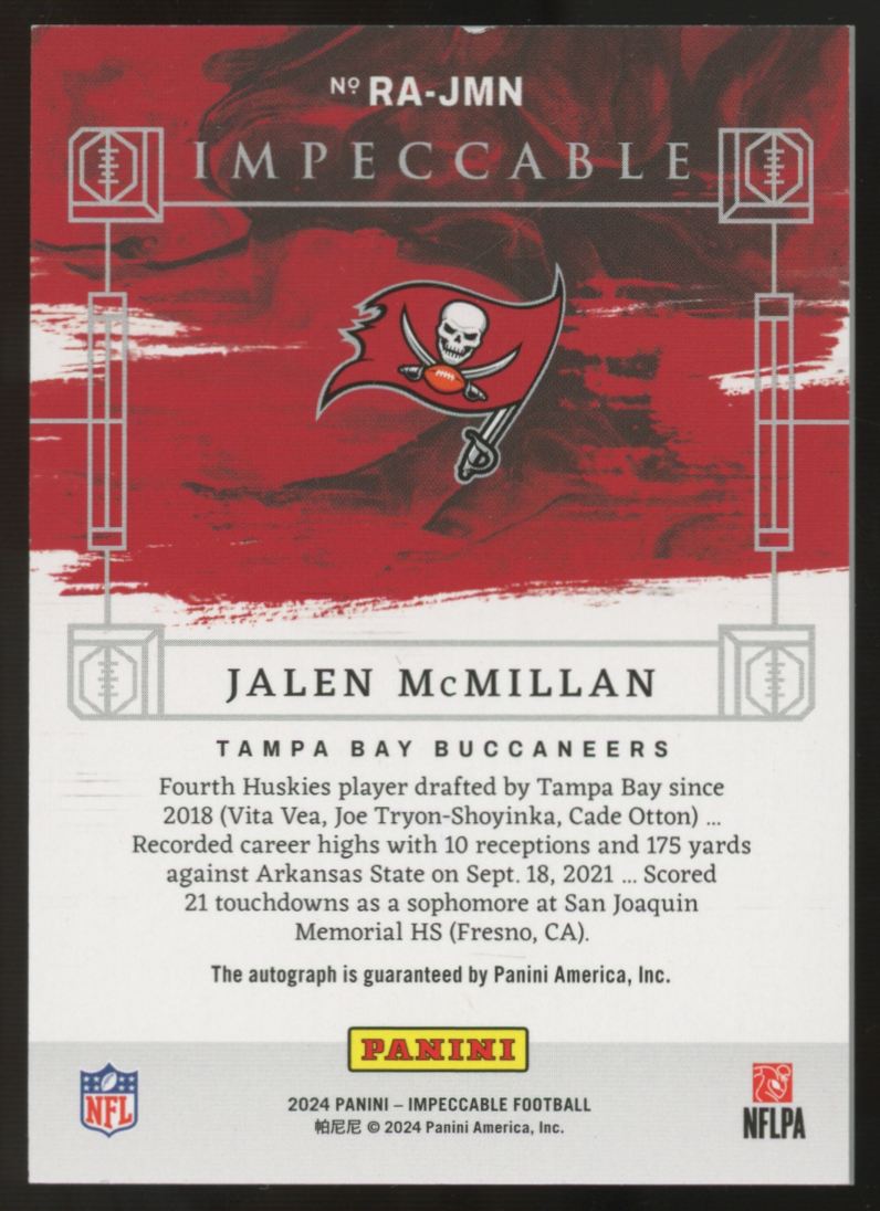 2024 Panini Impeccable Jalen McMillan RC Auto /99 #RA-JMN