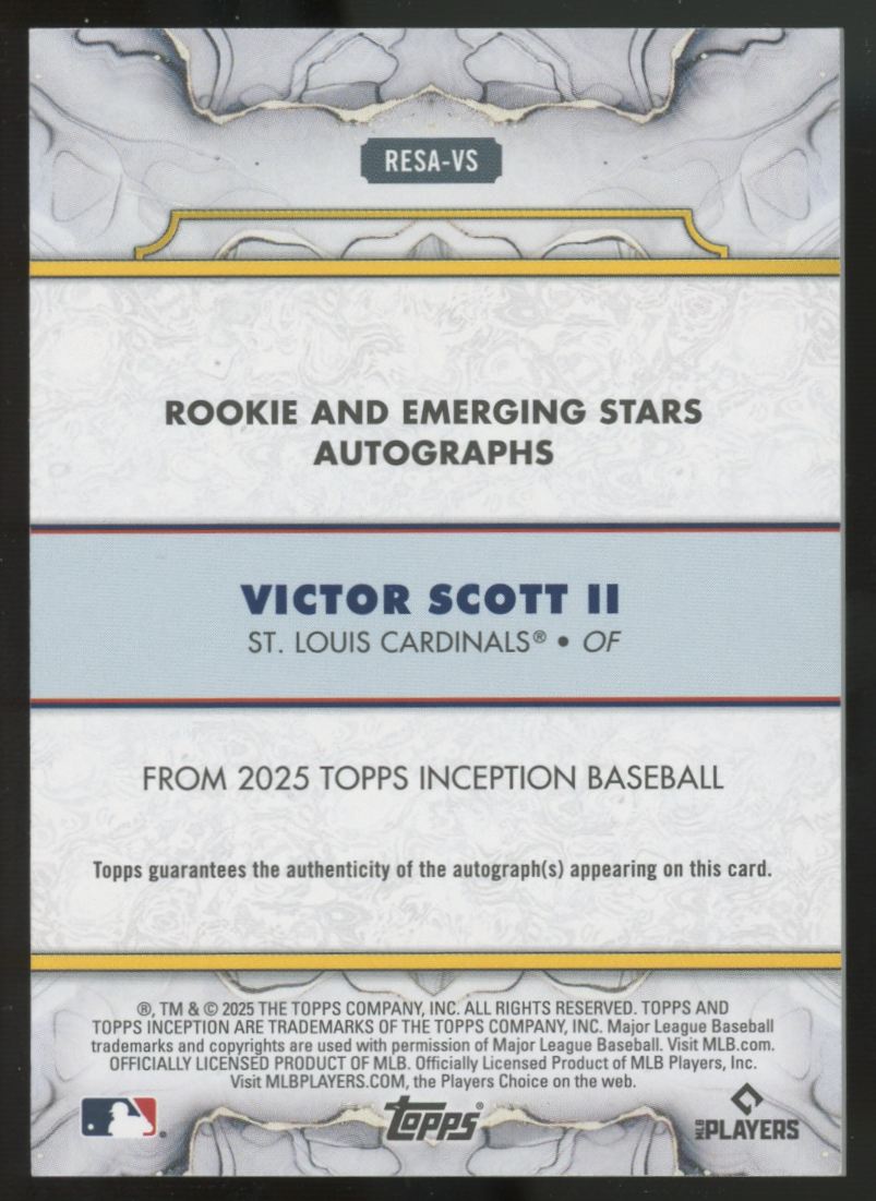 2025 Topps Inception Victor Scott II Rookies & Emerging Stars Auto /149 #RESA-VS