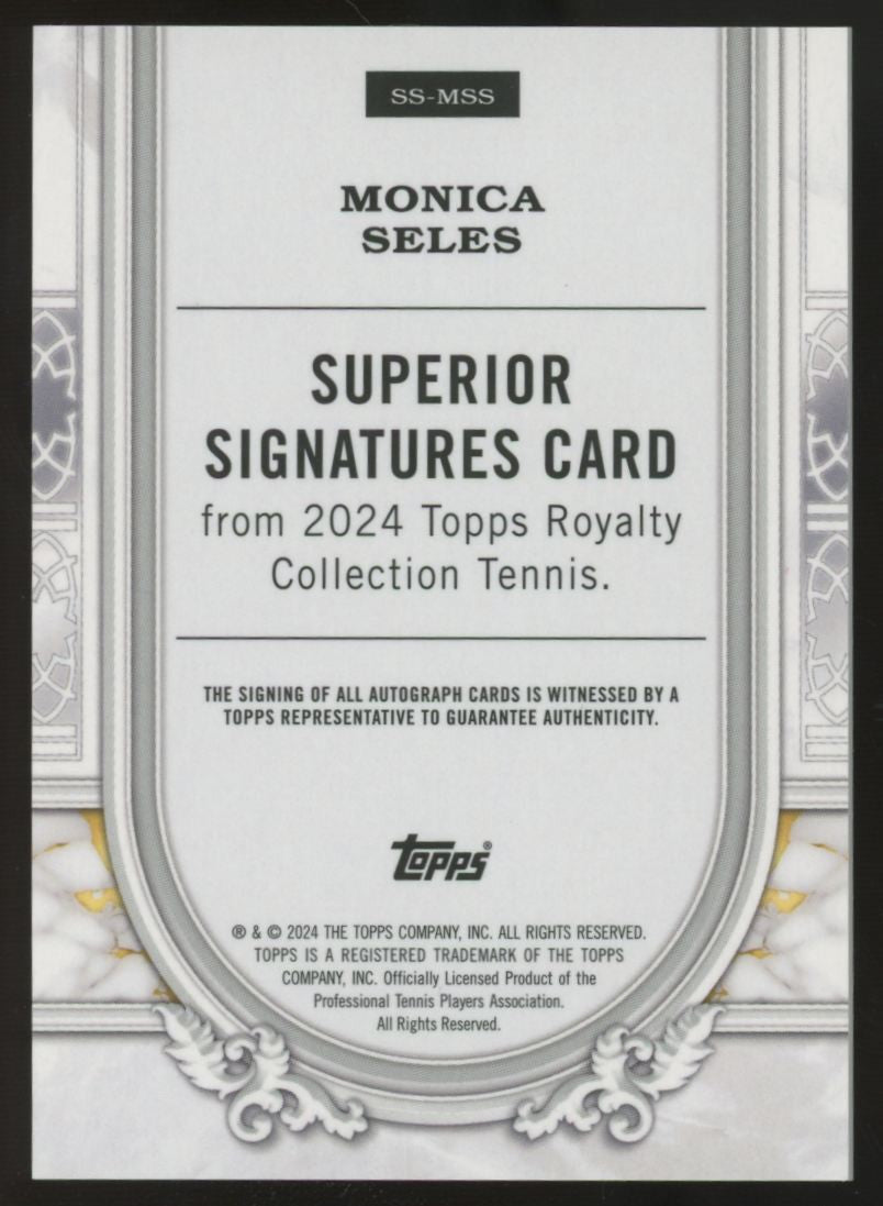 2024 Topps Royalty Tennis Monica Seles Blue Superior Signatures Auto /25 #SS-MSS