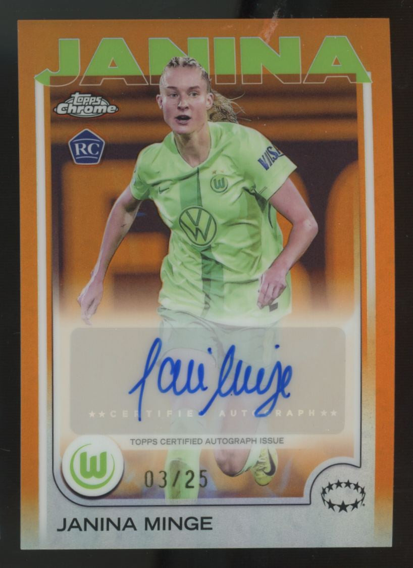 2024-25 Topps Chrome UEFA Women's Janina Minge RC Orange Auto Refractor /25