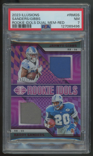 2023 Illusions Sanders/Gibbs RC Rookie Idols Red Dual Patch /199 #RM-GS PSA 7
