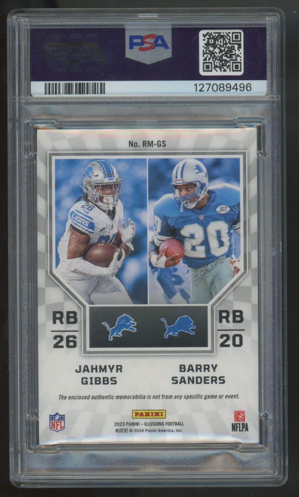 2023 Illusions Sanders/Gibbs RC Rookie Idols Red Dual Patch /199 #RM-GS PSA 7