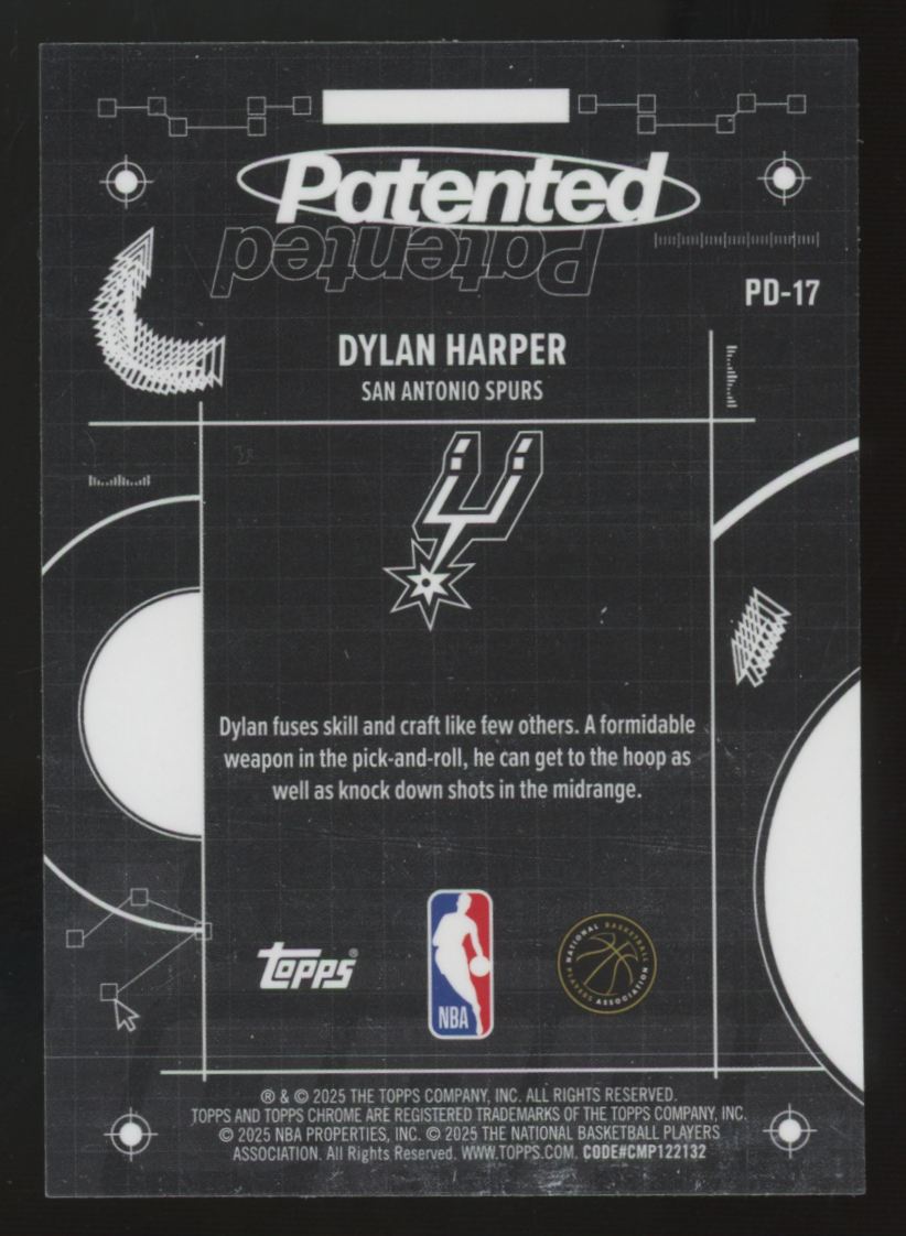 2025-26 Topps Chrome Dylan Harper RC Patented SSP #PD-17