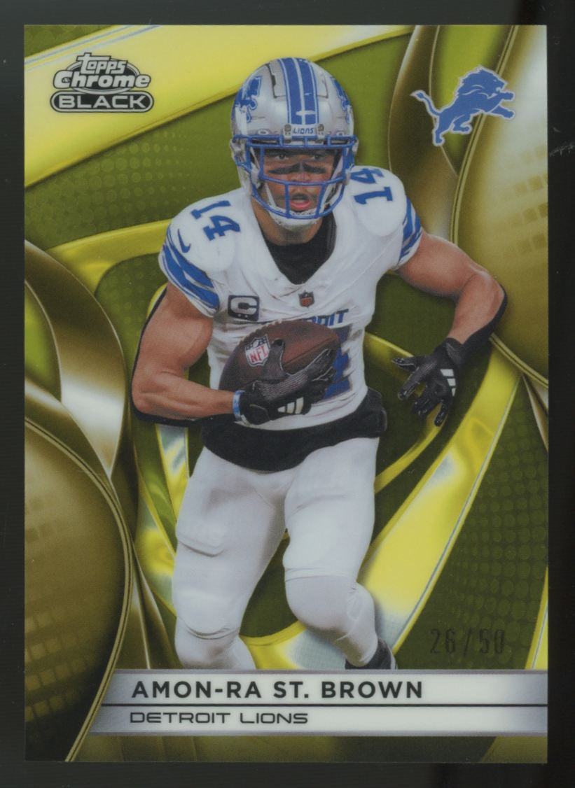 2025 Topps Chrome Black Amon-Ra St. Brown Gold Refractor /50 #35