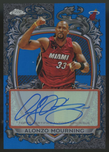 2025-26 Topps Chrome Alonzo Mourning Signature Style Blue Refractor Auto /150