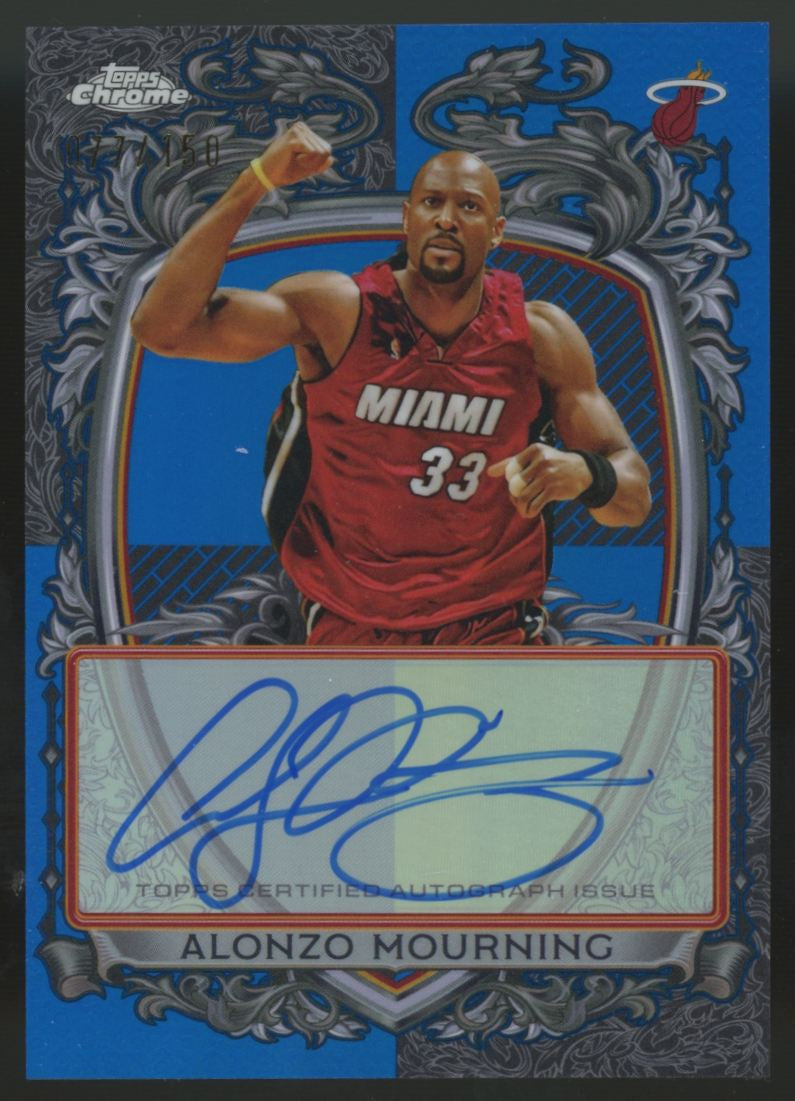 2025-26 Topps Chrome Alonzo Mourning Signature Style Blue Refractor Auto /150