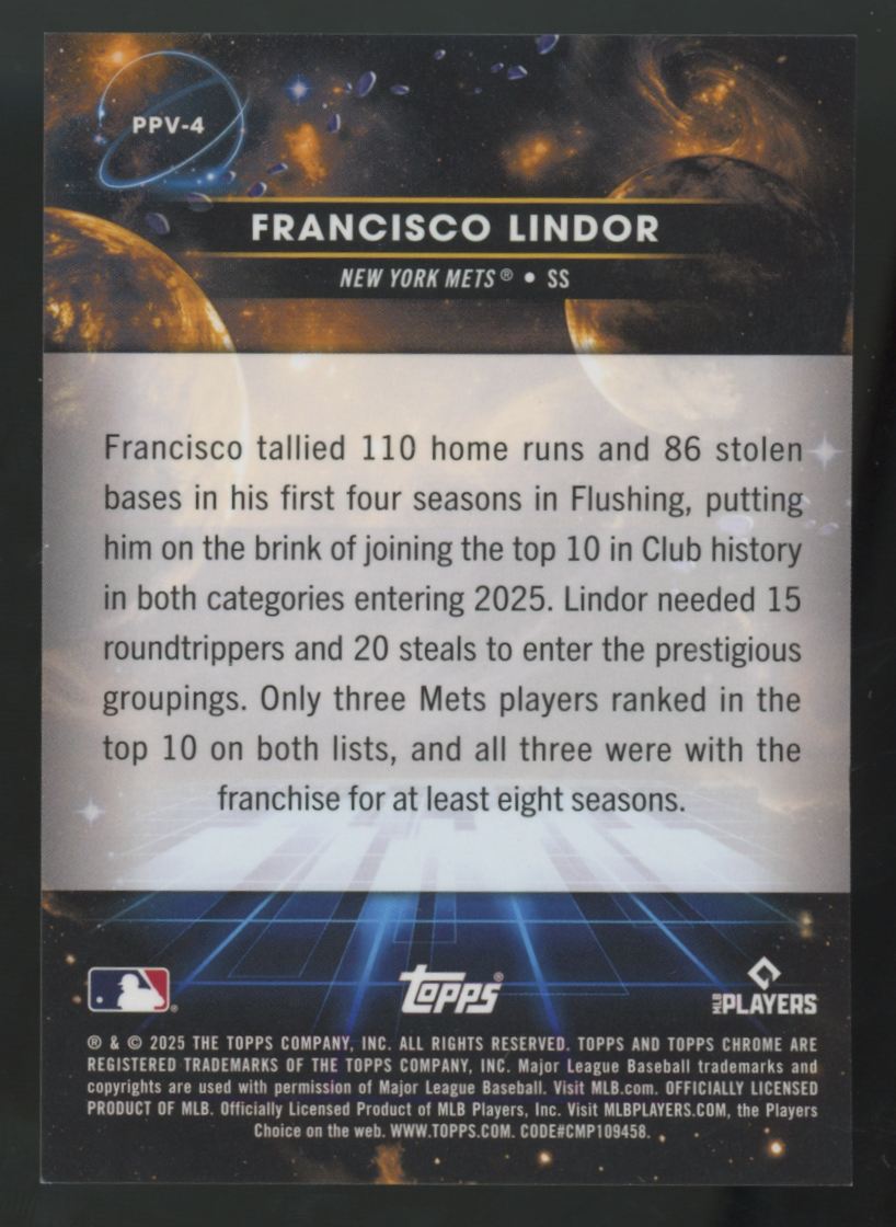 2025 Topps Chrome Cosmic Francisco Lindor Planetary Pursuit Venus SSP #PPV-4