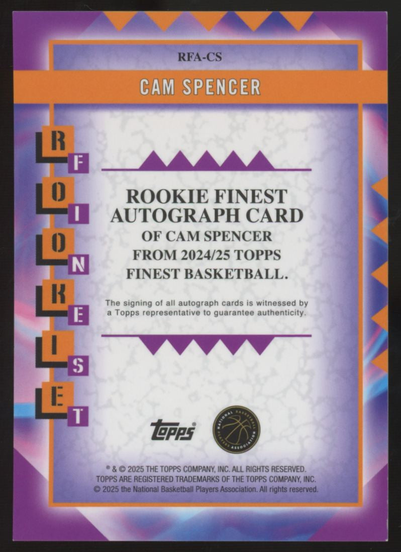 2024-25 Topps Finest Cam Spencer RC Red Geometric Auto /10 #RFA-CS