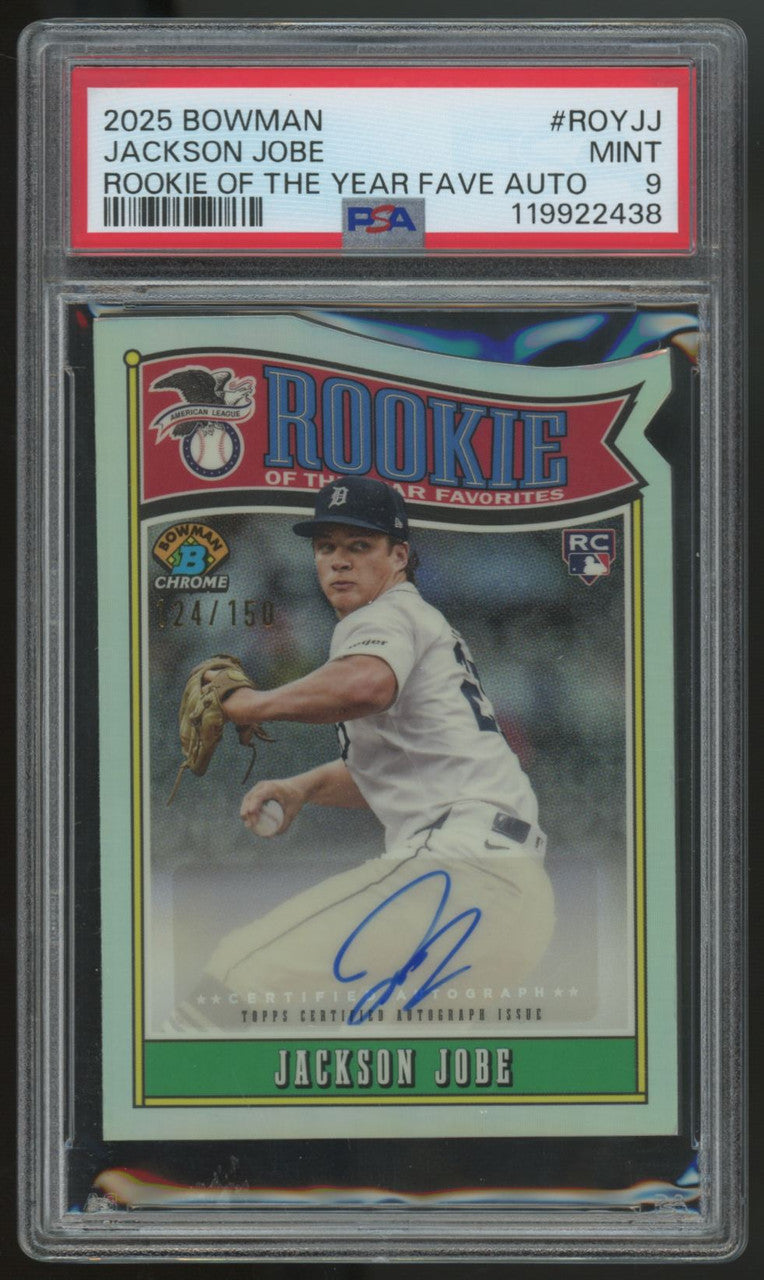 2025 Bowman Jackson Jobe RC Rookie of The Year Favorites Auto /150 #ROY-JJ PSA 9