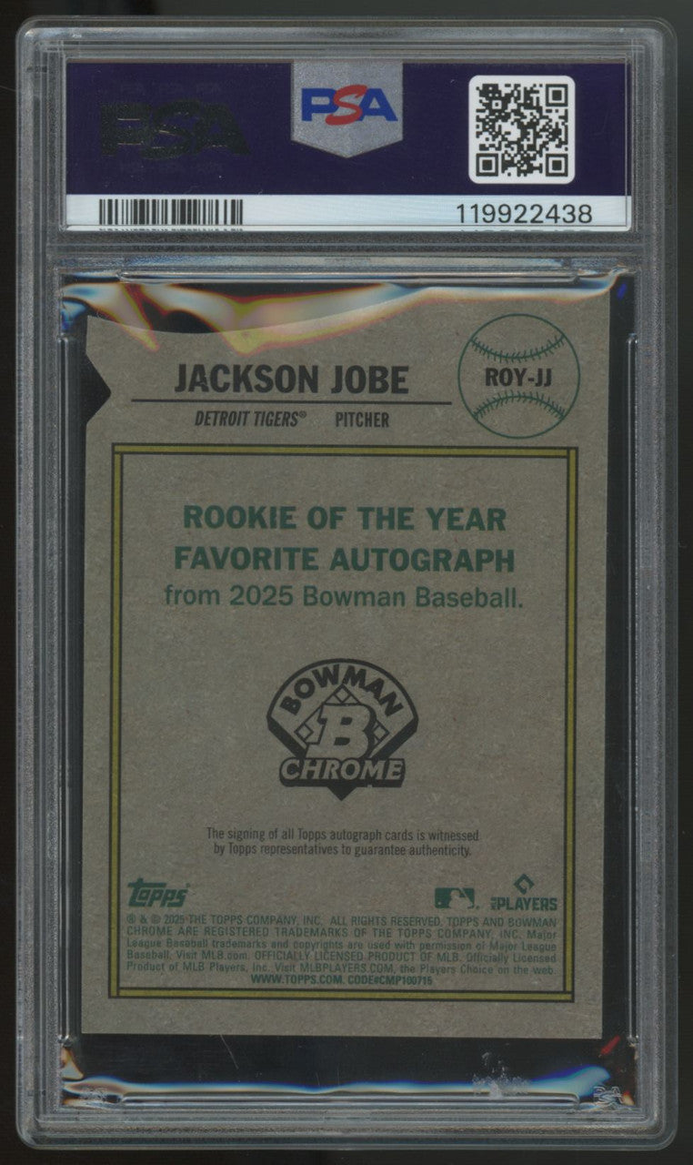 2025 Bowman Jackson Jobe RC Rookie of The Year Favorites Auto /150 #ROY-JJ PSA 9