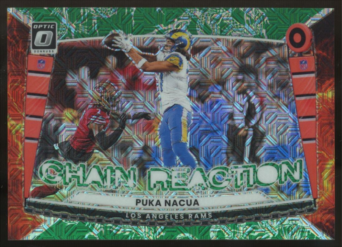 2025 Panini Donruss Optic Puka Nacua Chain Reaction Dragon Prizm /24 #10