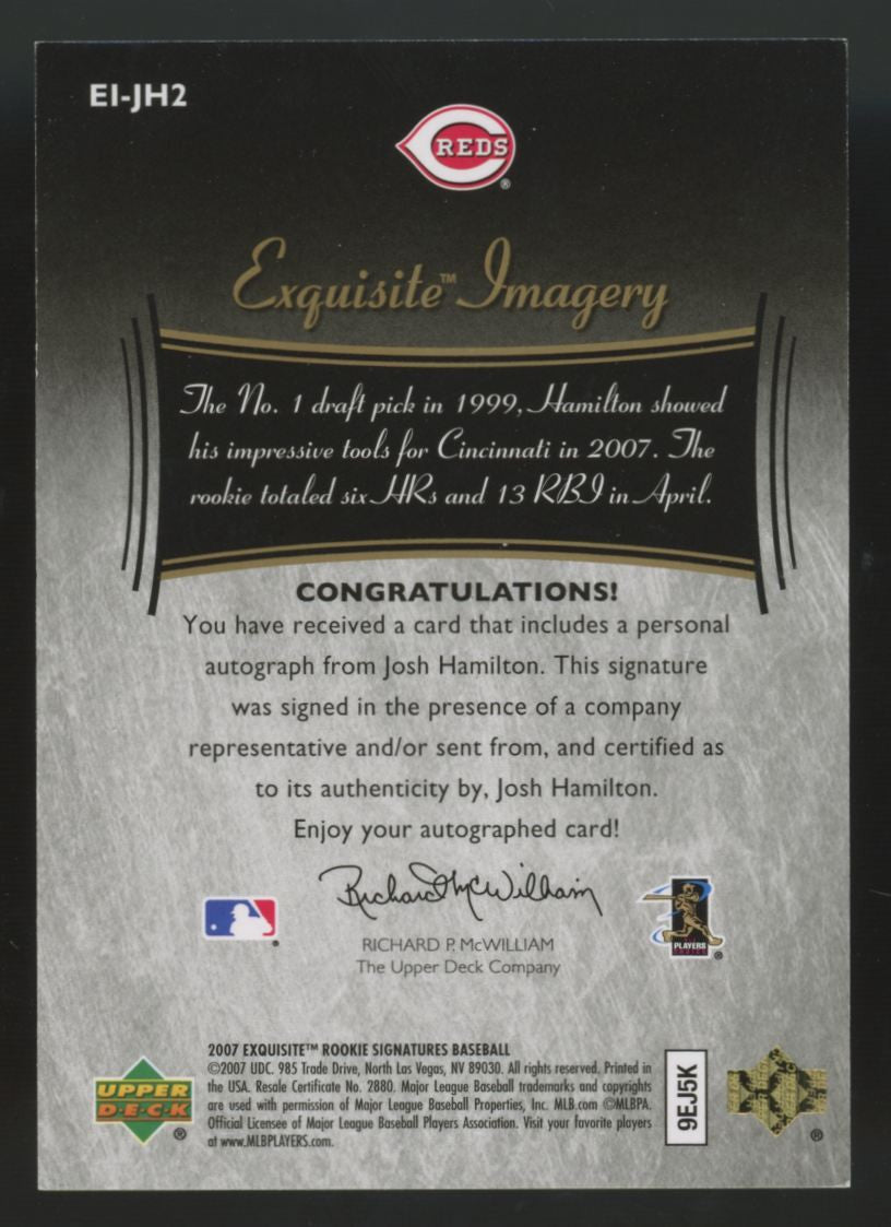 2007 Exquisite Rookie Signatures Josh Hamilton Imagery Auto /25 #EI-JH2