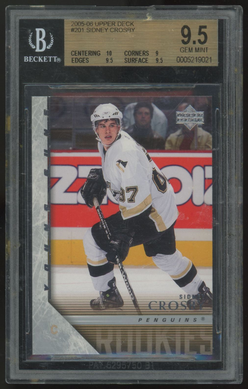 2005-06 Upper Deck Sidney Crosby RC Young Guns #201 BGS 9.5