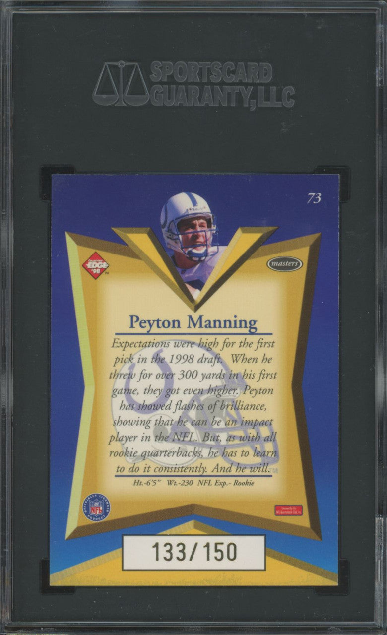1998 Collector's Edge Masters Peyton Manning RC 50-Point Gold /150 #73 SGC 9.5