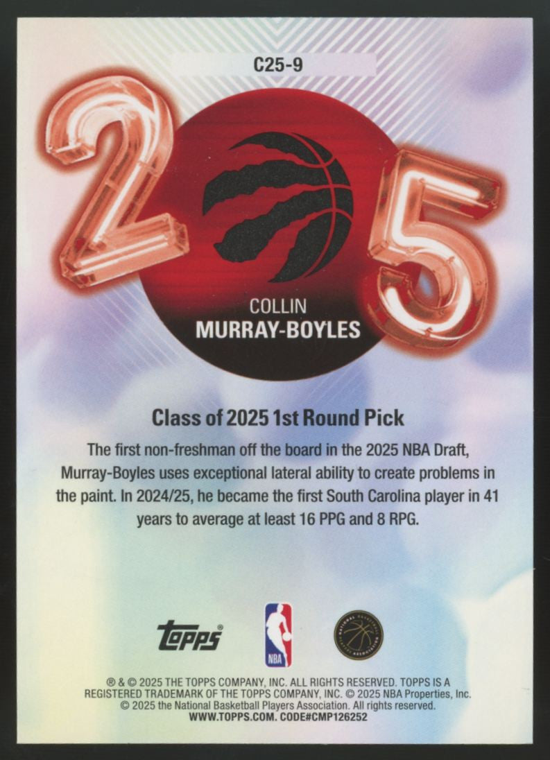 2025-26 Topps Collin Murray-Boyles RC Class Of '25 1st Round Pick #C25-9