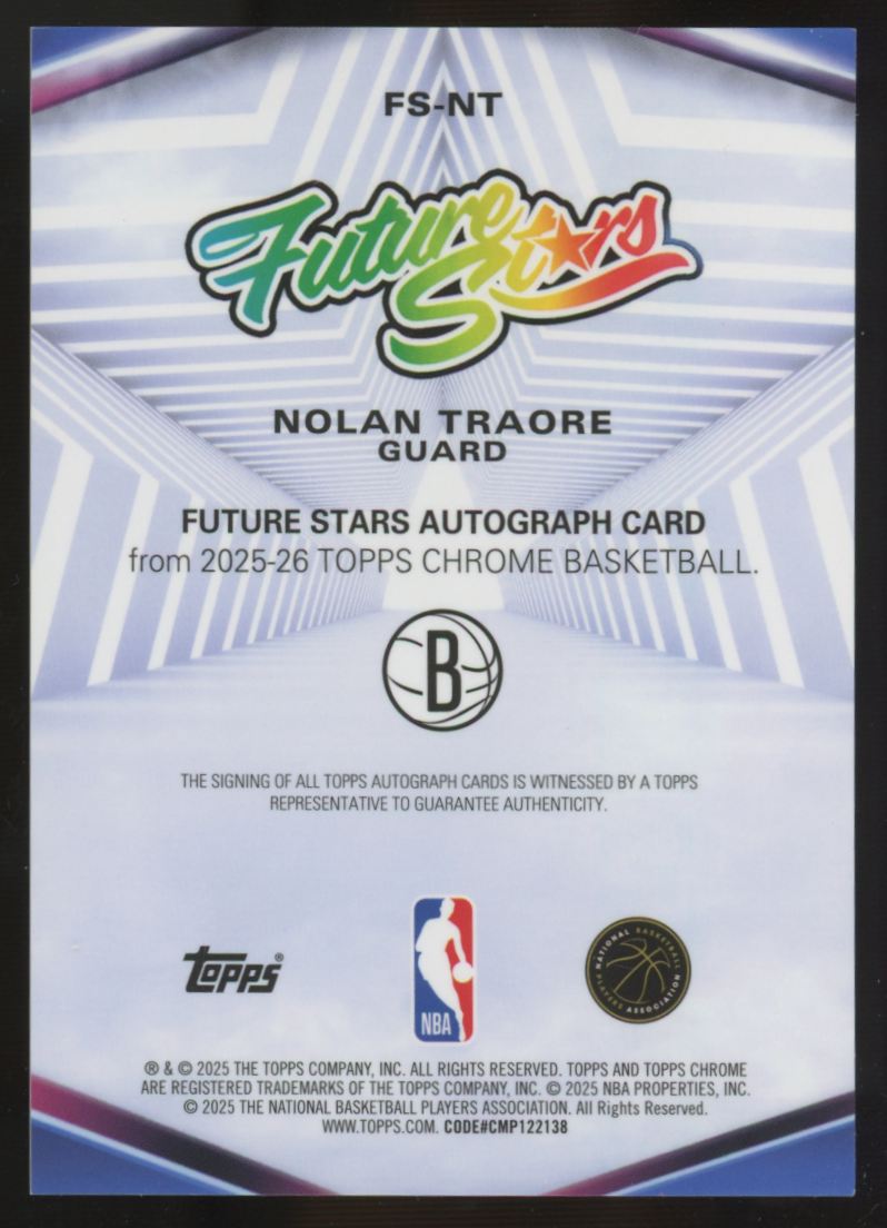 2025-26 Topps Chrome Nolan Traore RC Future Stars Gold Refractor Auto /50 #FS-NT