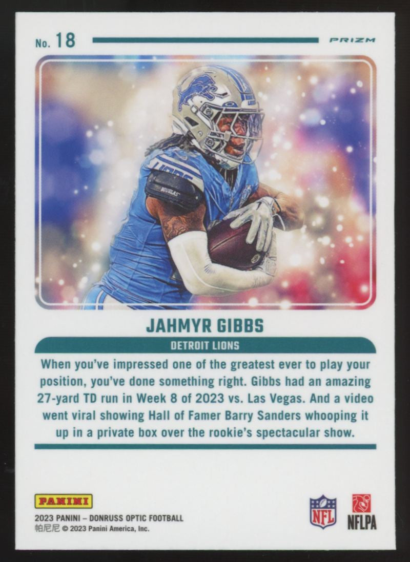 2023 Panini Donruss Optic Jahmyr Gibbs RC Mythical Prizm SSP #18