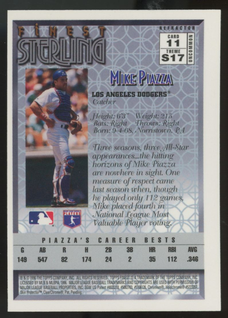 1996 Topps Finest Mike Piazza Sterling Refractor #11