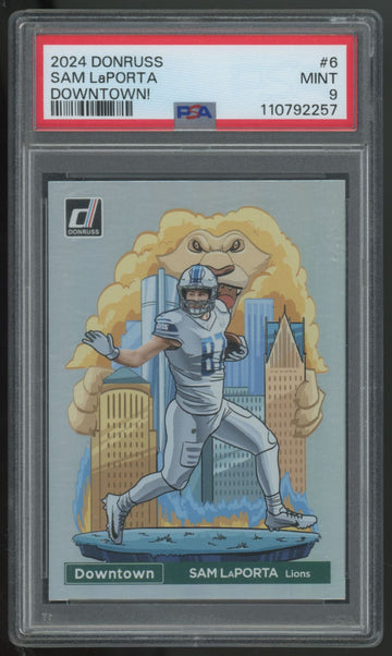 2024 Panini Donruss Sam LaPorta Downtown SSP #6 PSA 9