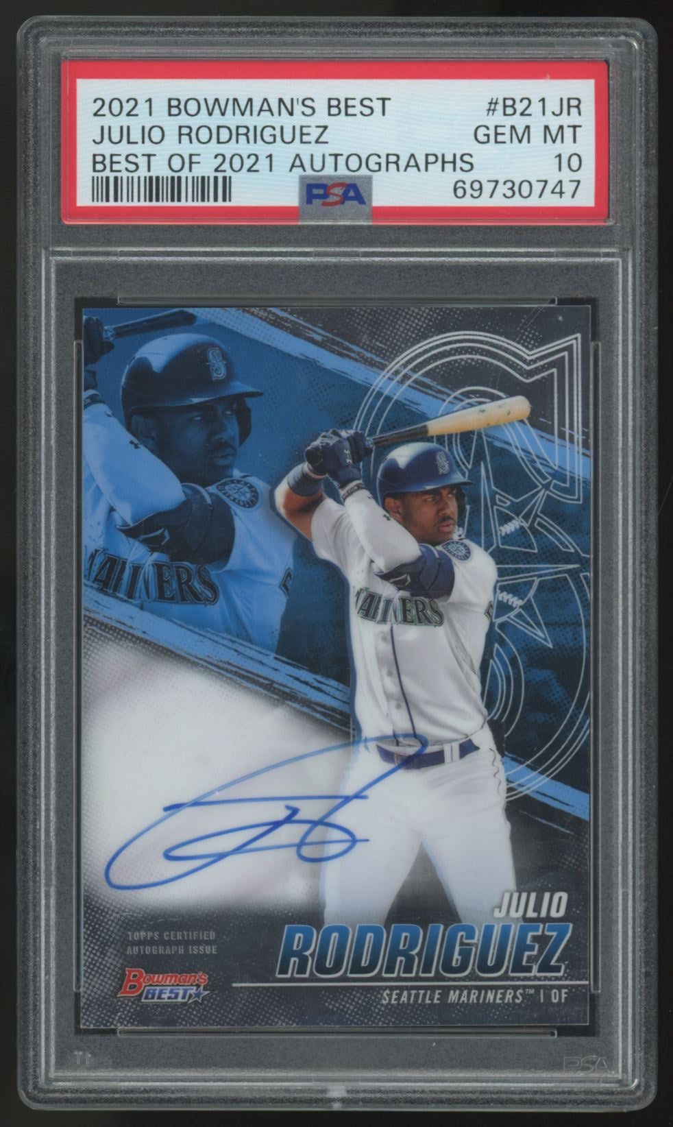 2021 Bowman's Best Julio Rodriguez Best Of '21 Auto #B21-JR PSA 10