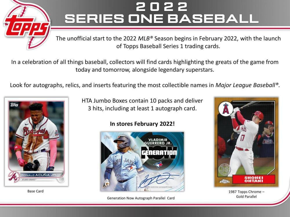 2022 Topps Series 1 Baseball Hobby Jumbo 6-Box Case