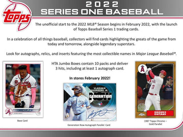 2022 Topps Series 1 Baseball Hobby Jumbo 6-Box Case