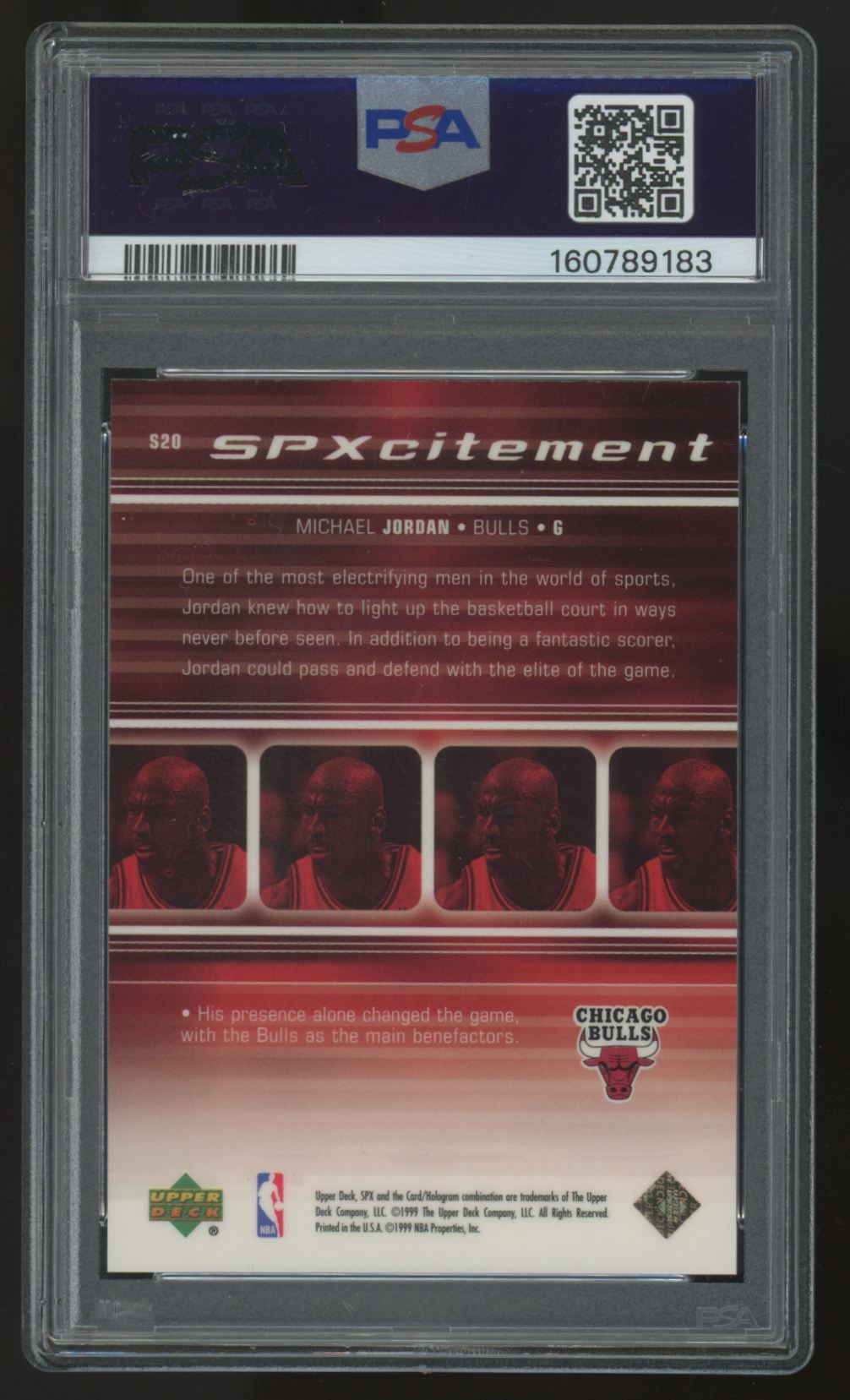 1999-00 Upper Deck SPx Michael Jordan SPXcitement #S20 PSA 9