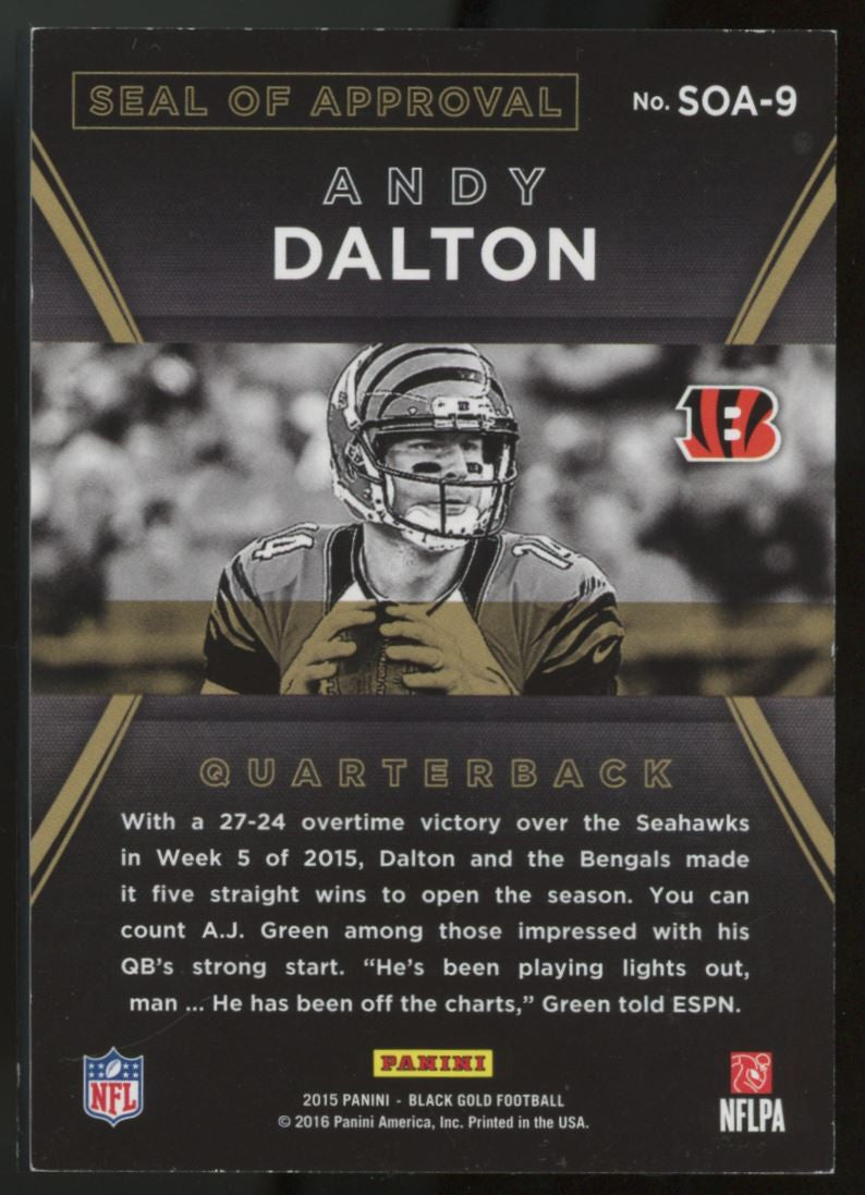 2015 Black Gold Andy Dalton Seal of Approval /149 #SOA-9