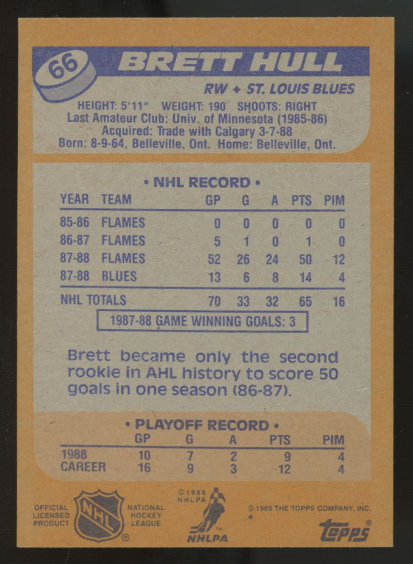 1988-89 Topps Brett Hull RC #66 NM-MT "A"