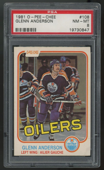 1981-82 O-Pee-Chee Glenn Anderson RC #108 PSA 8