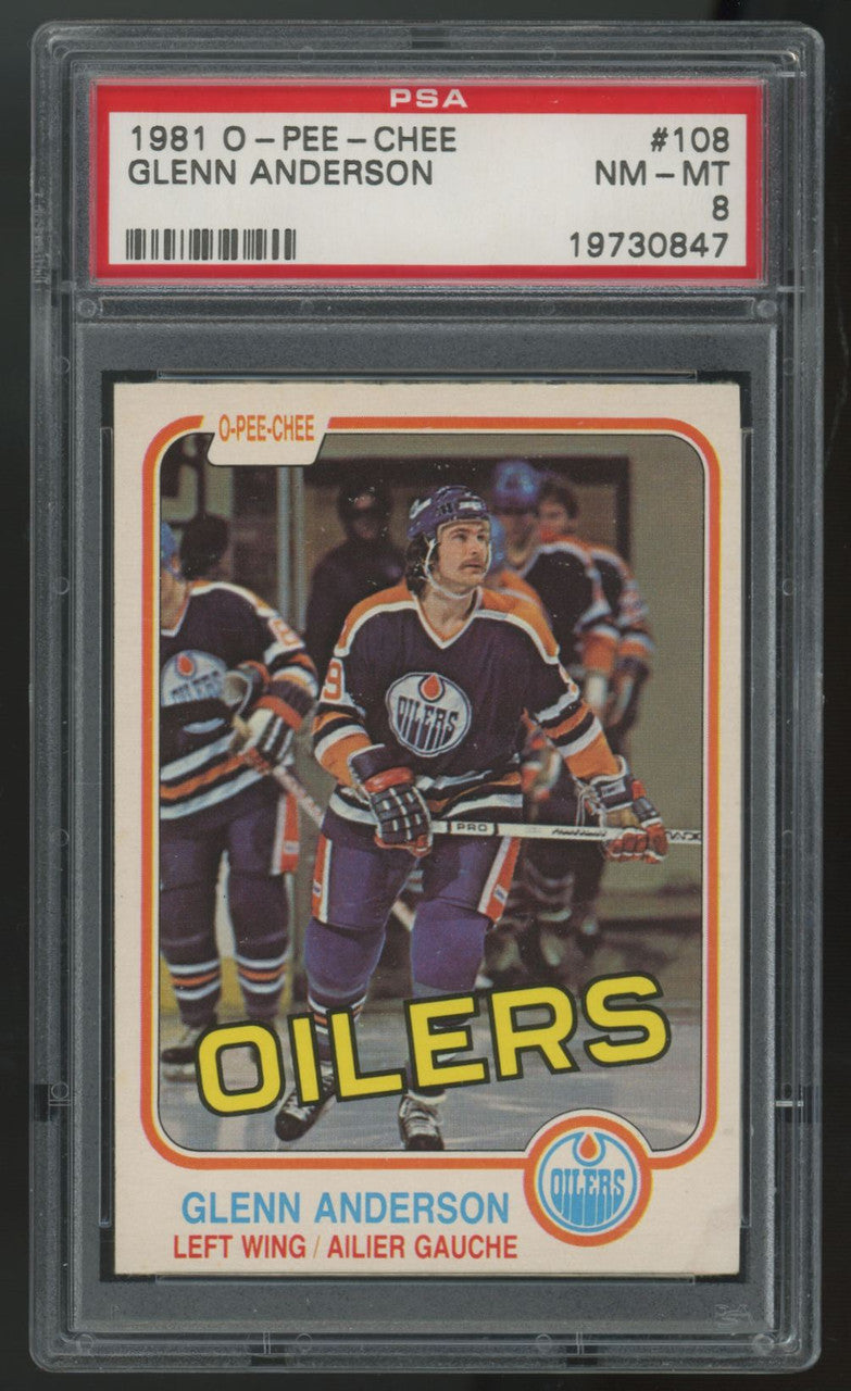 1981-82 O-Pee-Chee Glenn Anderson RC #108 PSA 8
