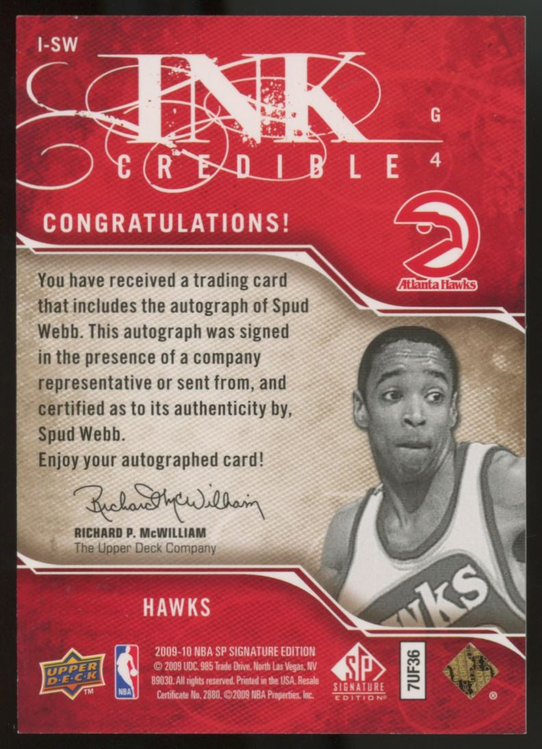 2009-10 SP Signature Edition Spud Webb Ink Credible Auto /299 #I-SW