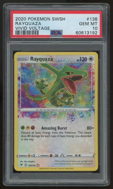 2020 Pokemon Rayquaza Vivid Voltage Amazing Rare #138 PSA 10