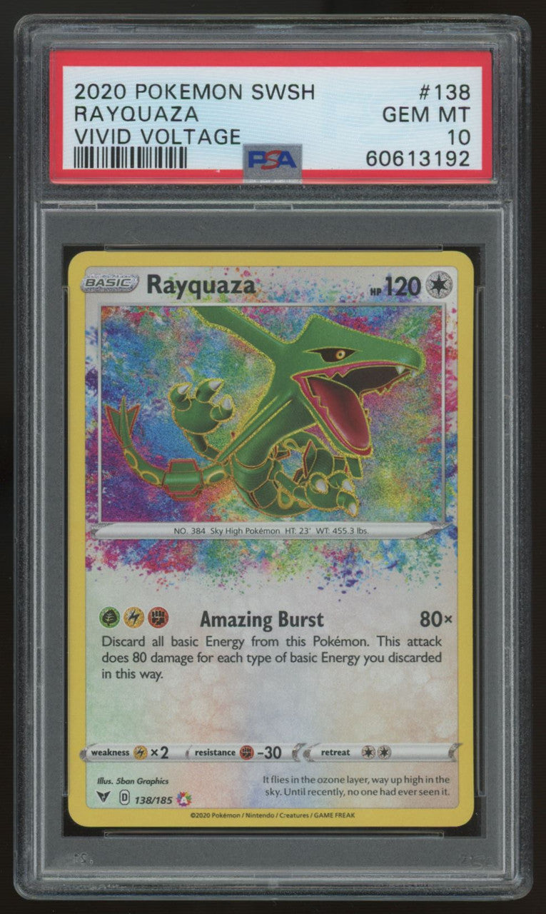2020 Pokemon Rayquaza Vivid Voltage Amazing Rare #138 PSA 10