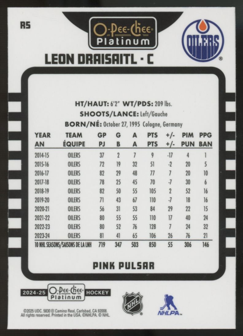 2024-25 O-Pee-Chee Platinum Leon Draisaitl Pink Pulsar #R5