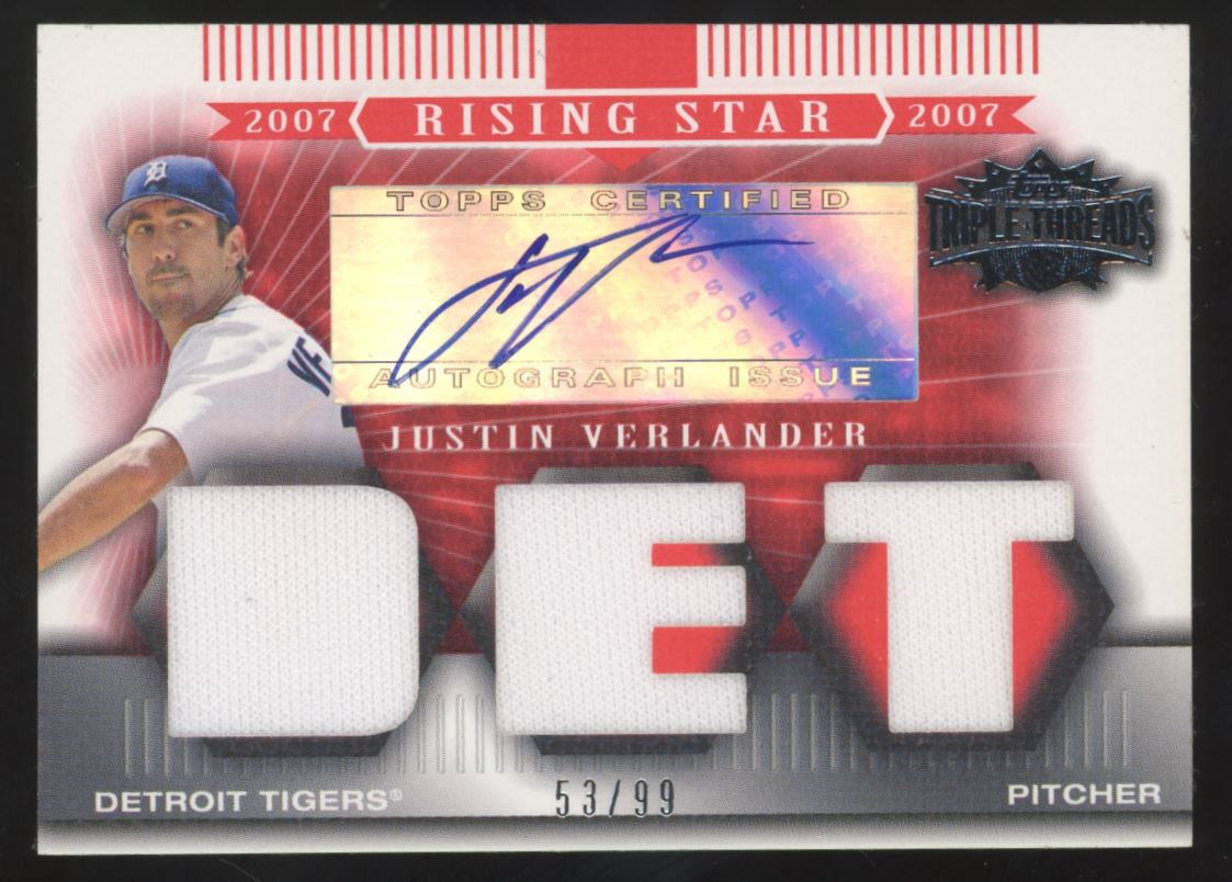 2007 Triple Threads Justin Verlander Rising Star Patch Auto /99 #130