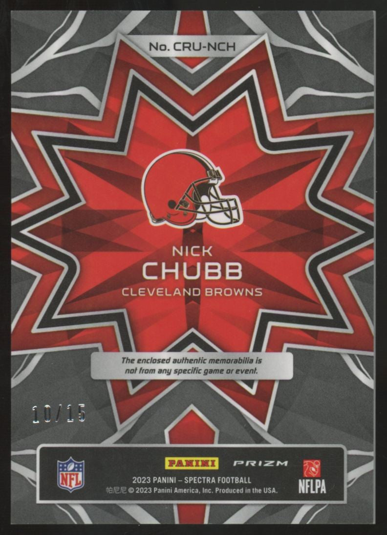 2023 Panini Spectra Nick Chubb Pink Neon Crush Patch /15 #CRU-NCH