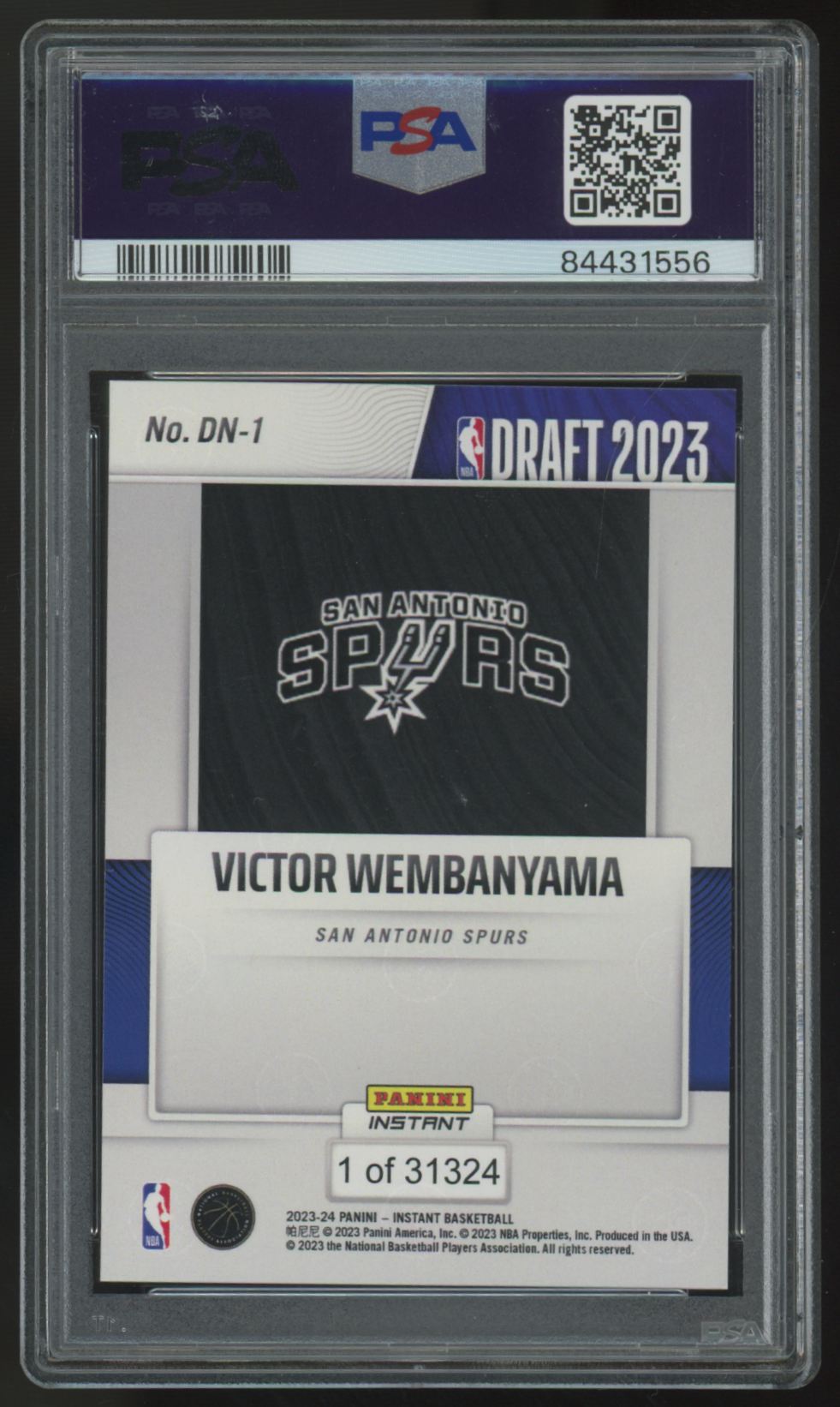 2023-24 Panini Instant Victor Wembanyama RC Draft Night /31324 #DN-1 PSA 9