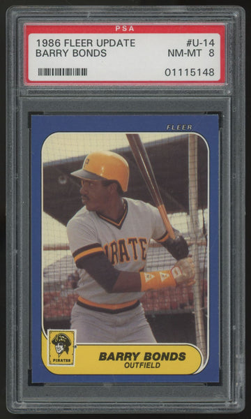 1986 Fleer Update Barry Bonds RC #U-14 PSA 8 *148