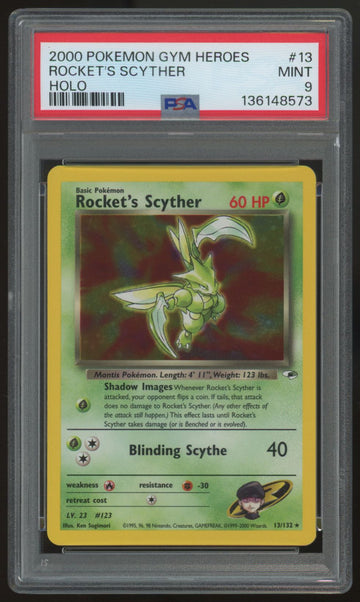 2000 Pokemon Rocket's Scyther Gym Heroes Unlimited Holo #13 PSA 9