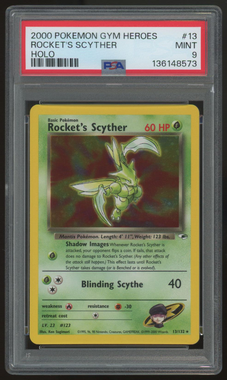 2000 Pokemon Rocket's Scyther Gym Heroes Unlimited Holo #13 PSA 9